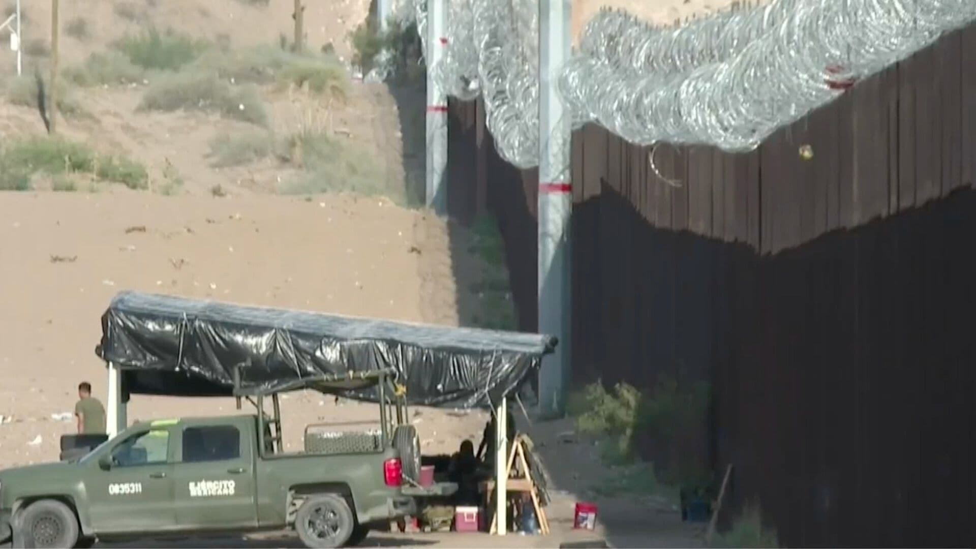 Refuerzan Vigilancia Militar en Muro Fronterizo de Anapra en Ciudad Juárez