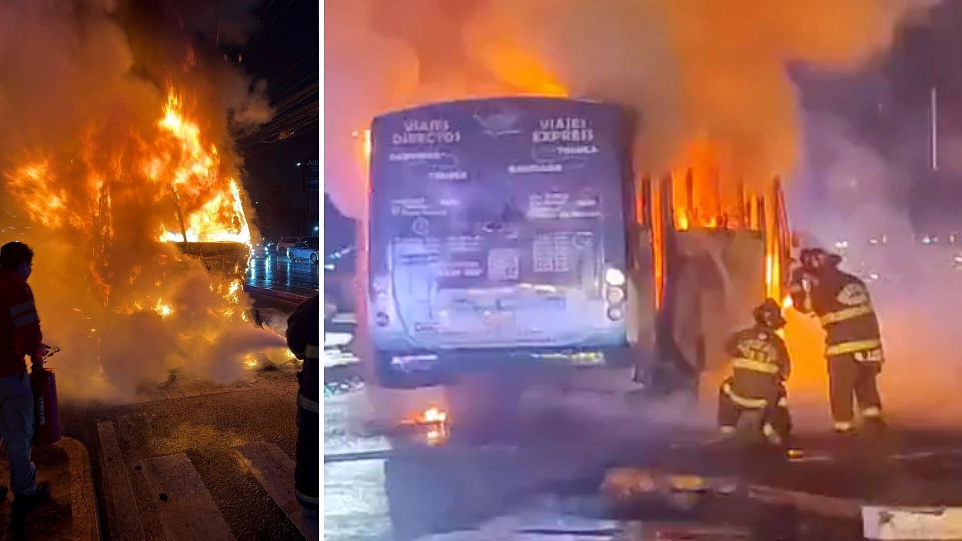 Incendio Consume Camión de Transporte Público en Metepec, Estado de México