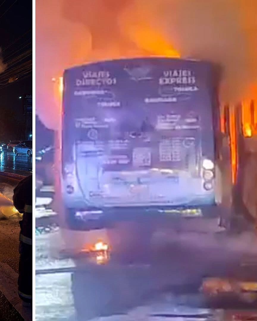 Incendio Consume Camión de Transporte Público en Metepec, Estado de México