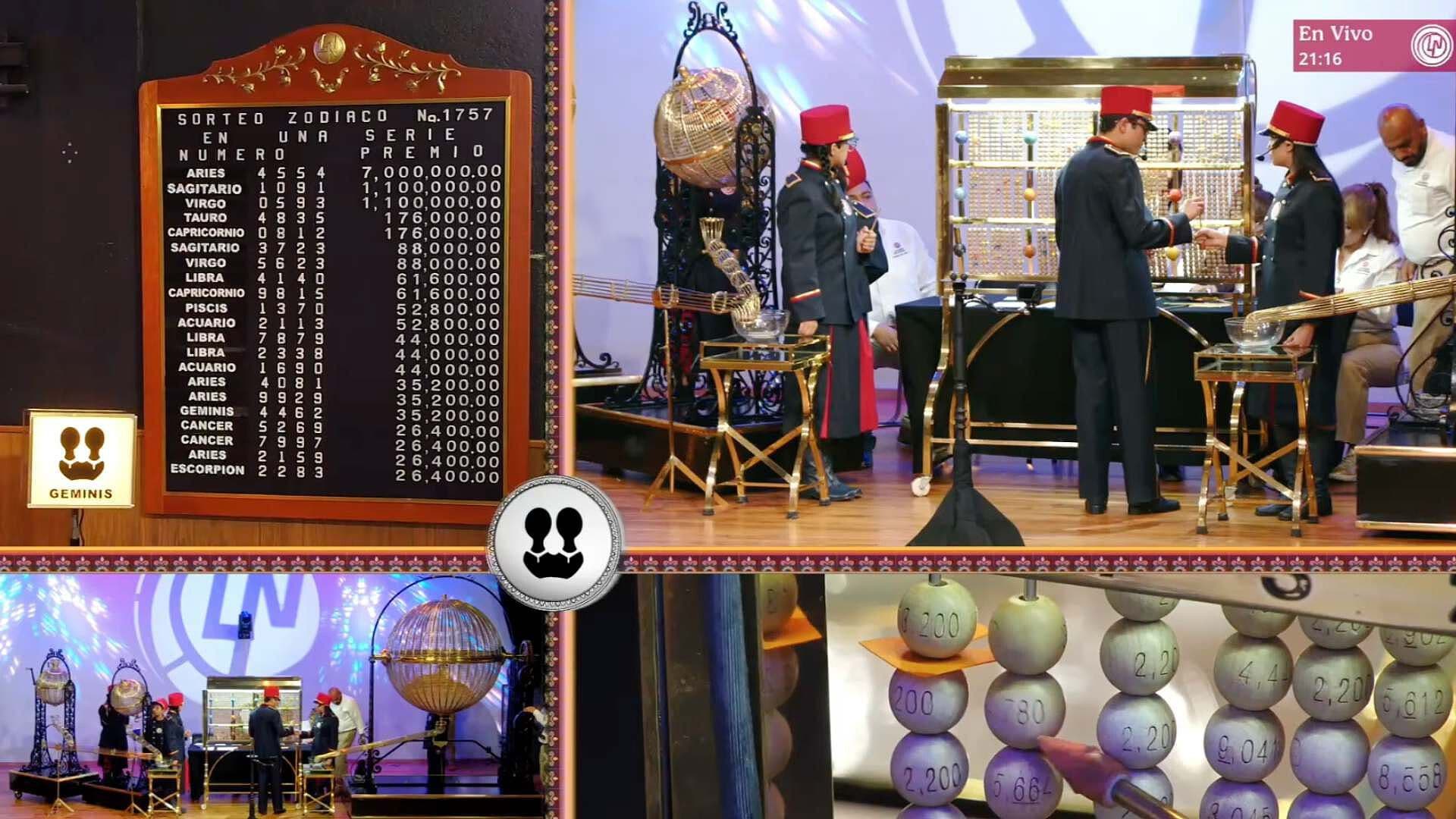 Resultado Premio Mayor Sorteo Zodiaco 1757 de la Lotería Nacional Hoy 16 de Agosto del 2026