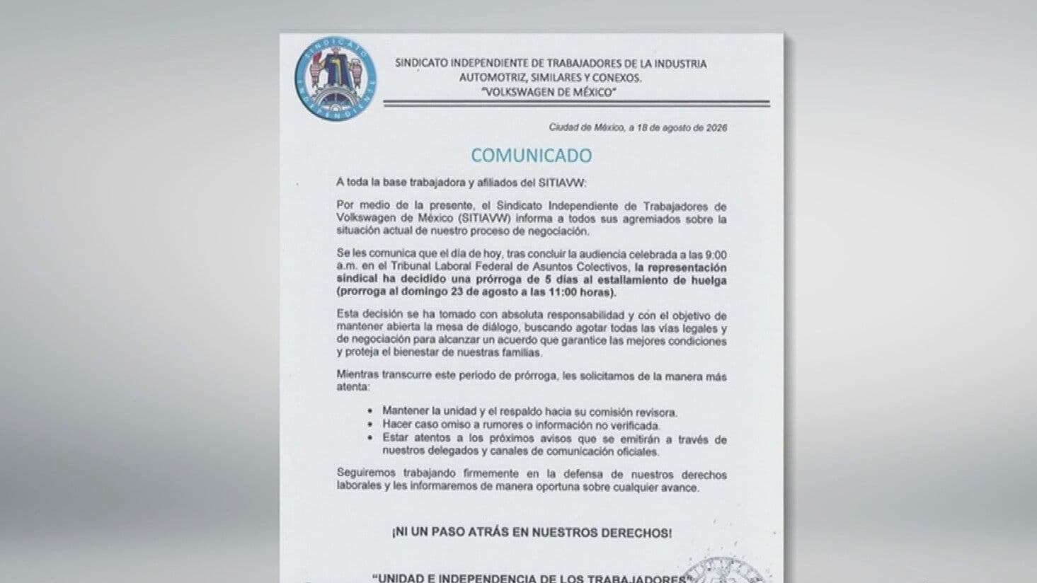 Aplazan Huelga de Trabajadores de VW en México; Esta Es la Nueva Fecha