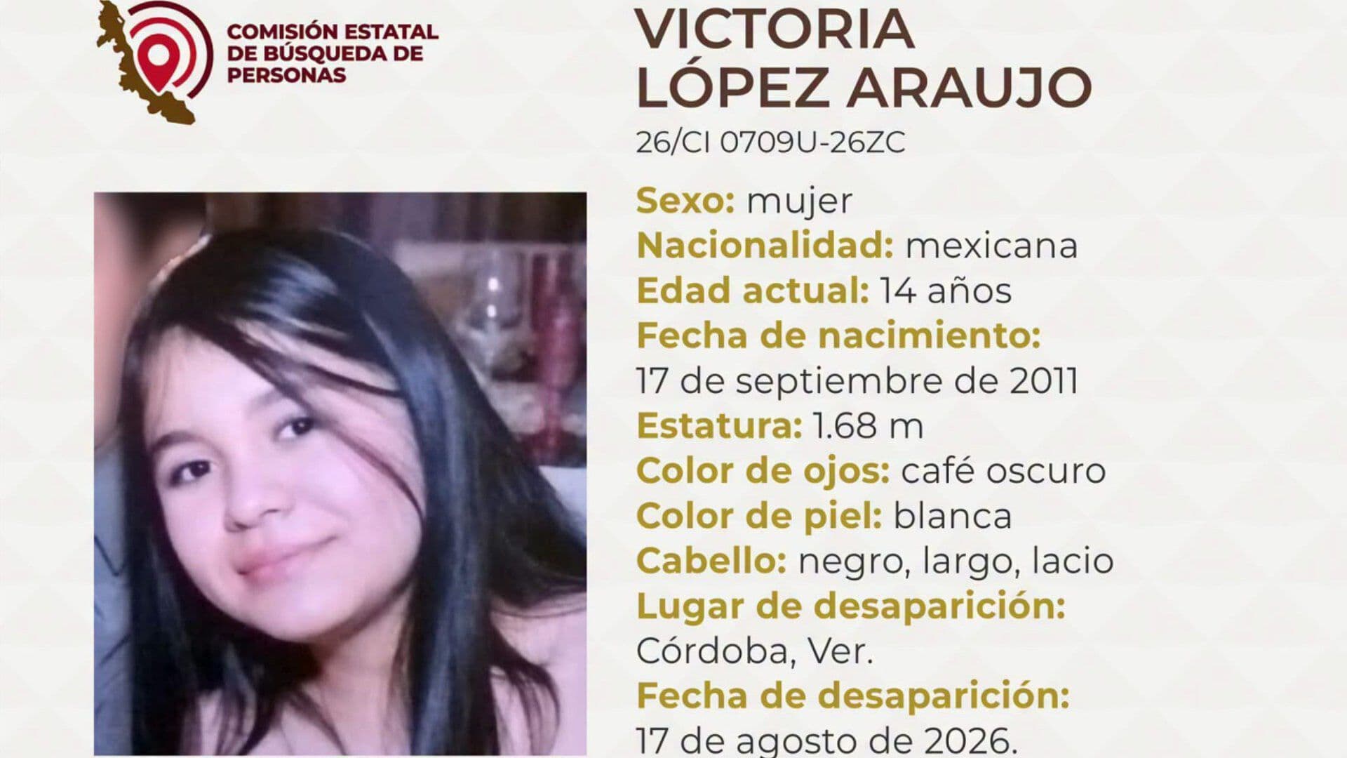 Buscan Menor de 14 Años Desaparecida en Córdoba