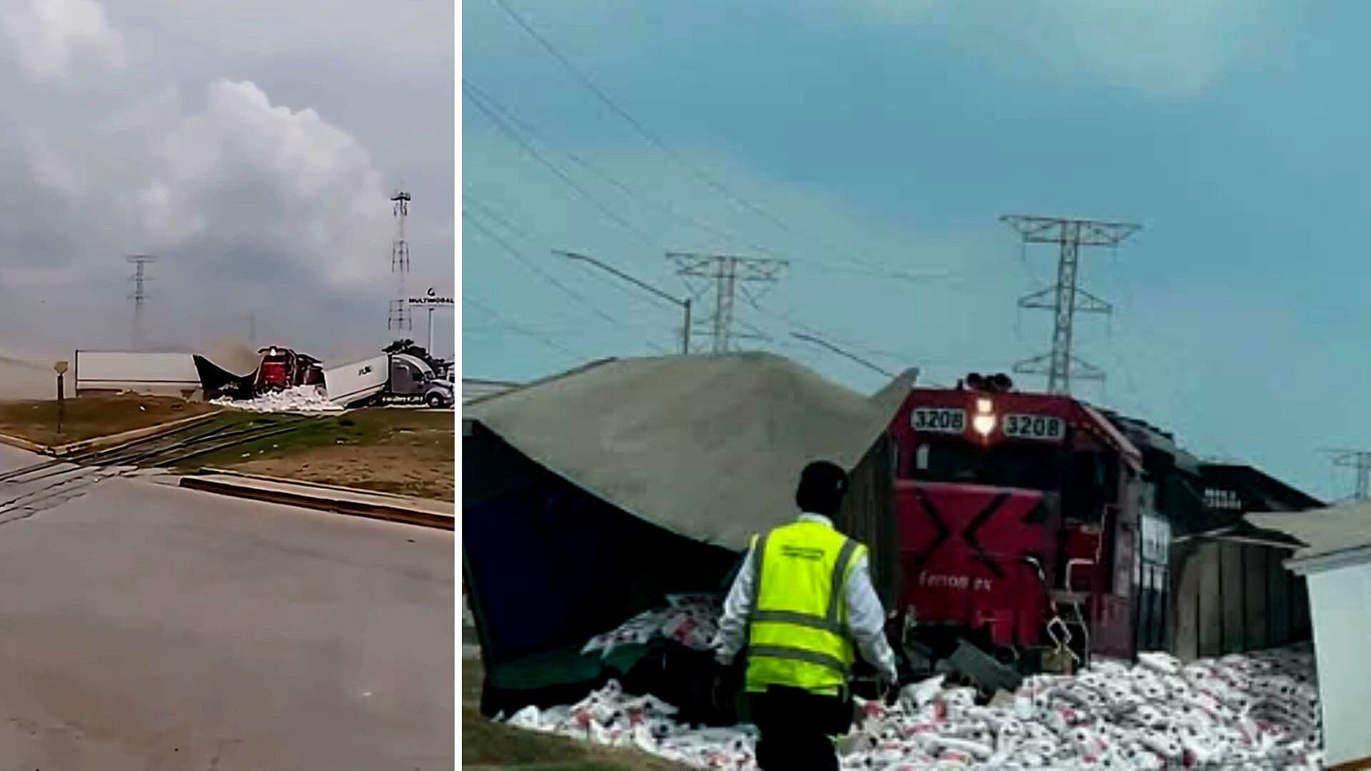 Tren Destruye Tráiler de Doble Remolque en Altamira, Tamaulipas
