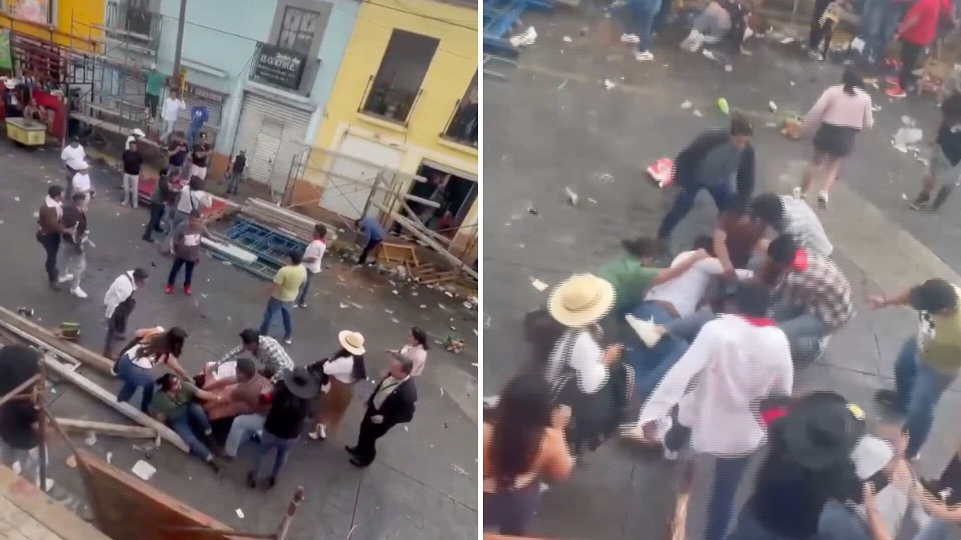 Pelea Hombres Mujeres Asistentes a la Huamantlada 2026 Tlaxcala Deja Varios Heridos