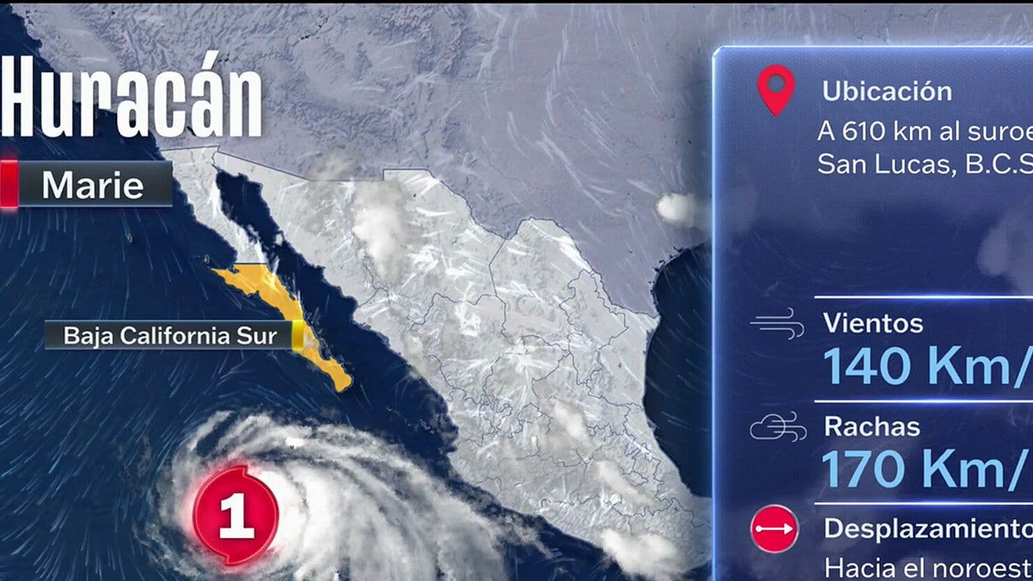 Tormenta Tropical Marie ya es Huracán Categoría 1; Provocará Lluvias en Baja California Sur
