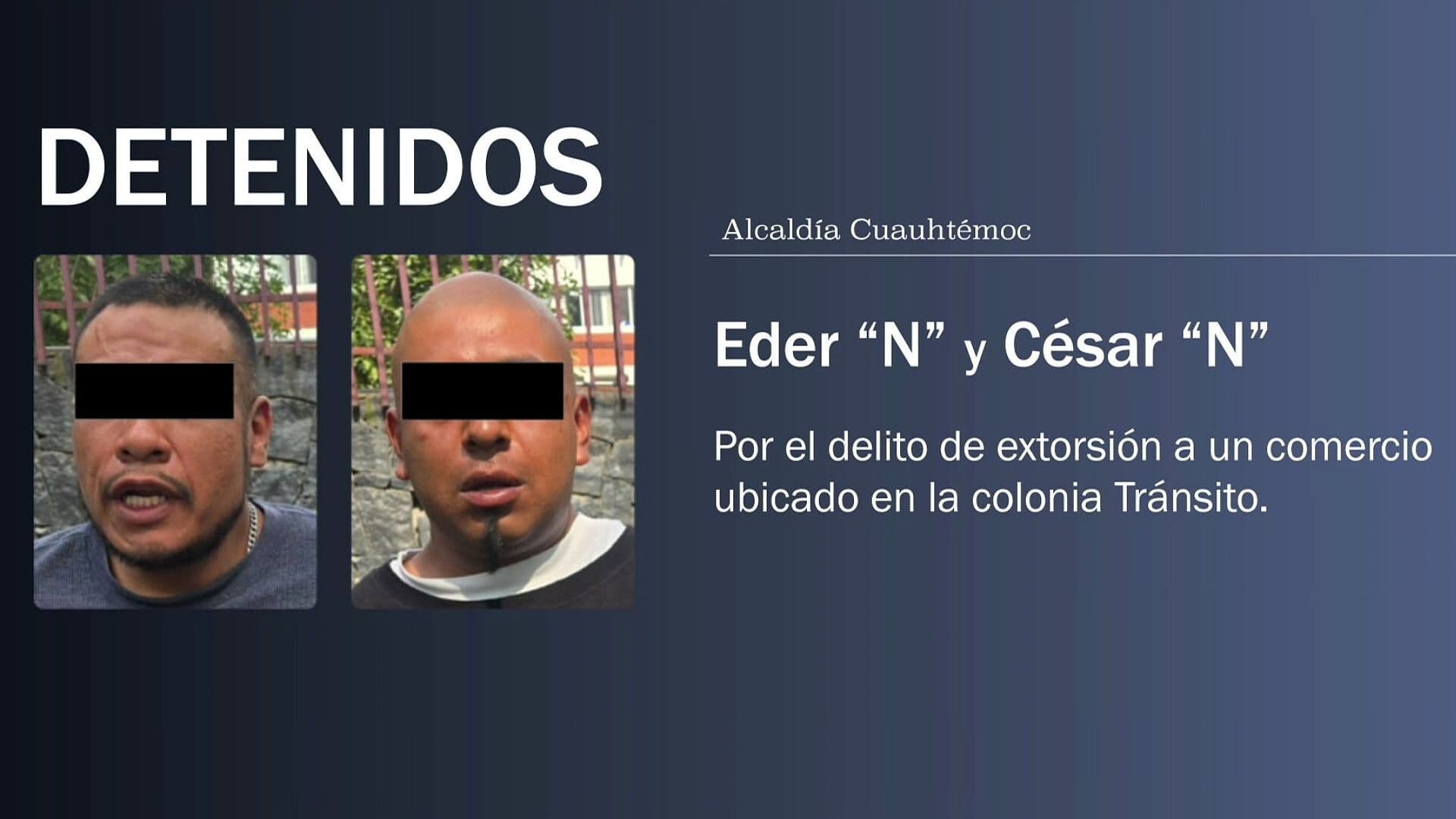 Detienen a Dos por Extorsionar y Amenazar a Comerciante en Cuauhtémoc, CDMX
