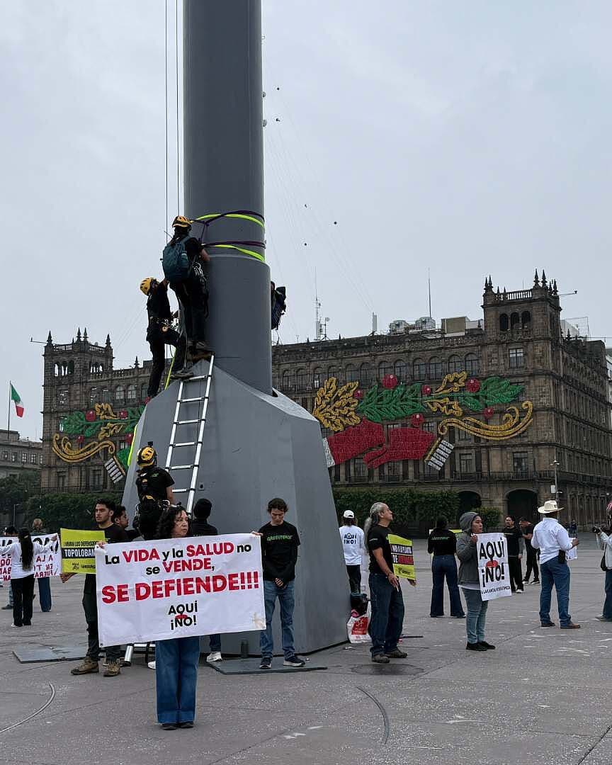 Activistas Escalan el Asta Bandera del Zócalo de la CDMX