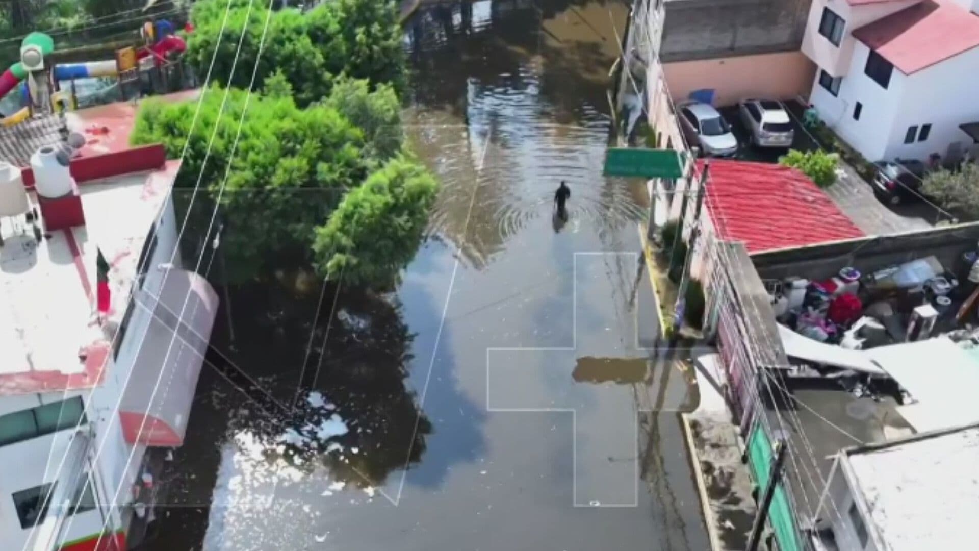 Así se Ve Desde el Aire la Inundación en Colonia la Habana en Tláhuac