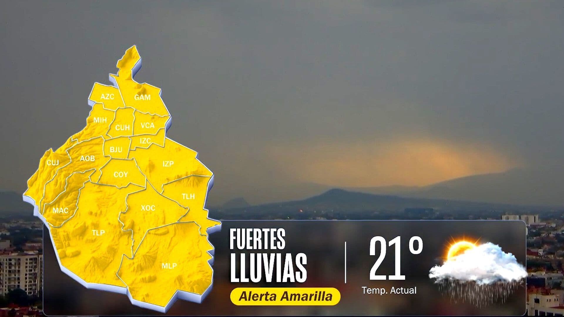 Activan Alerta Amarilla por Lluvias, Granizo y Fuertes Vientos en CDMX