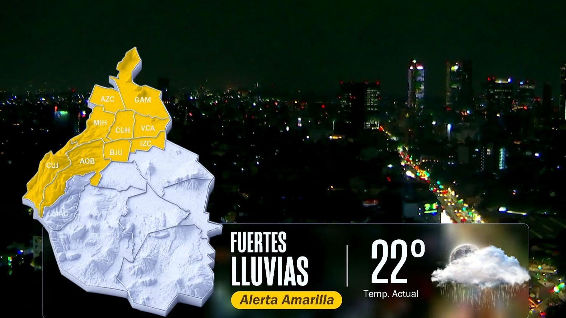 Activan Alerta Amarilla por Lluvia y Granizo en Nueve Alcaldías de CDMX