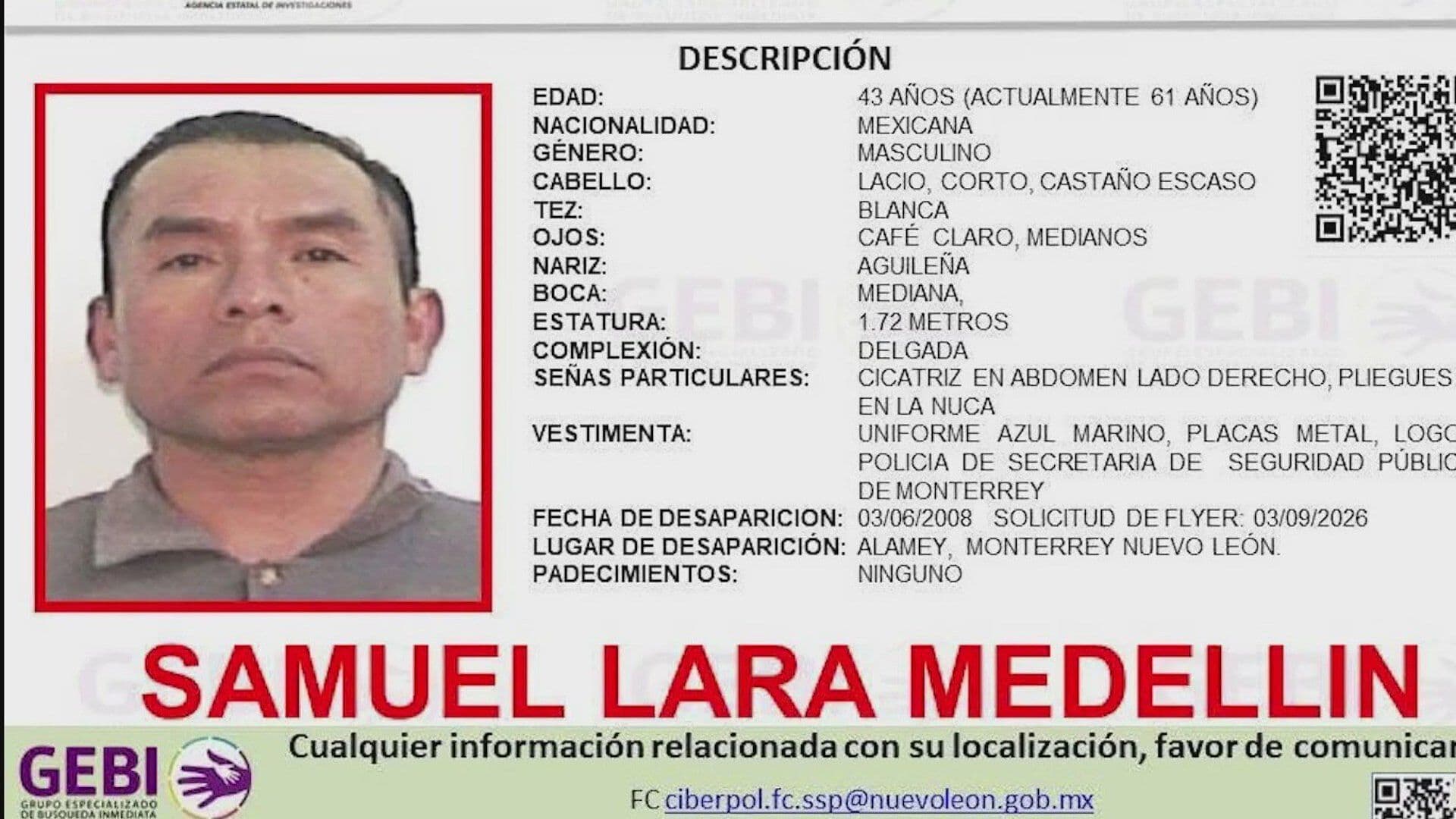 Buscan a Policía de Monterrey Desaparecido Hace 18 Años