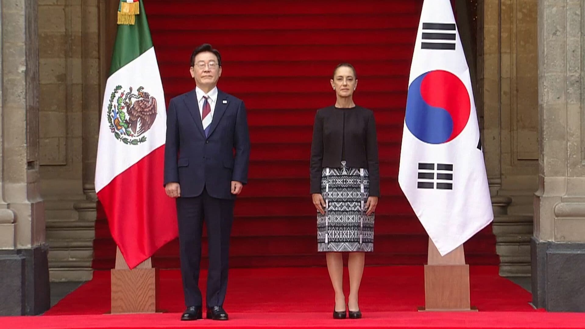 Sheinbaum Recibe a Lee Jae-Myung, Presidente de Corea del Sur, en Palacio Nacional