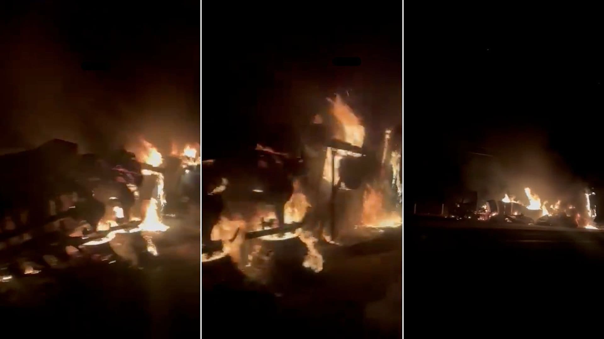 Dos Tráileres Chocan y se Incendian en la Carretera Matehuala-San Luis Potosí