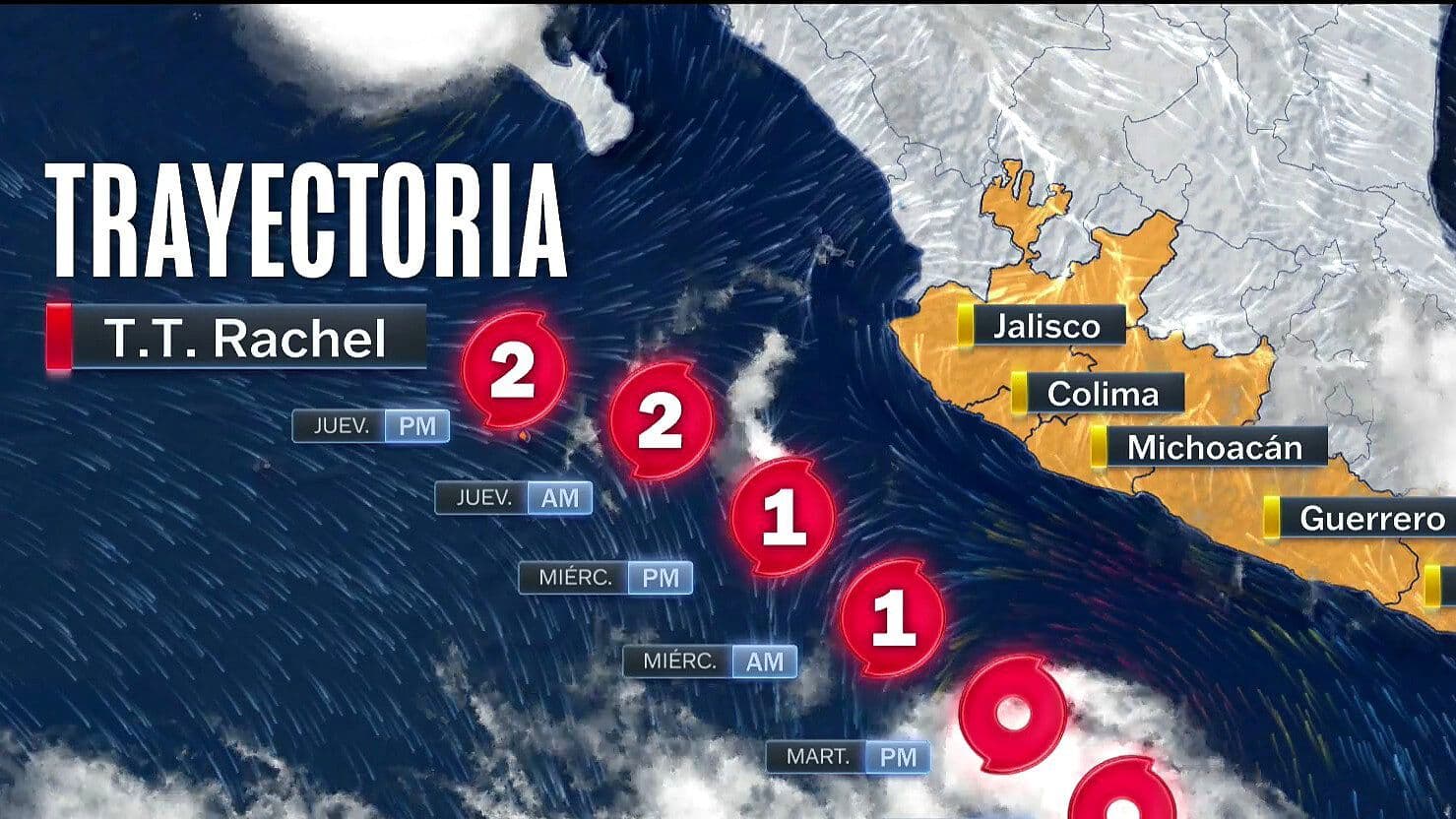 Tormenta Tropical Rachel se Fortalece y Podría Convertirse en Huracán en Próximas Horas
