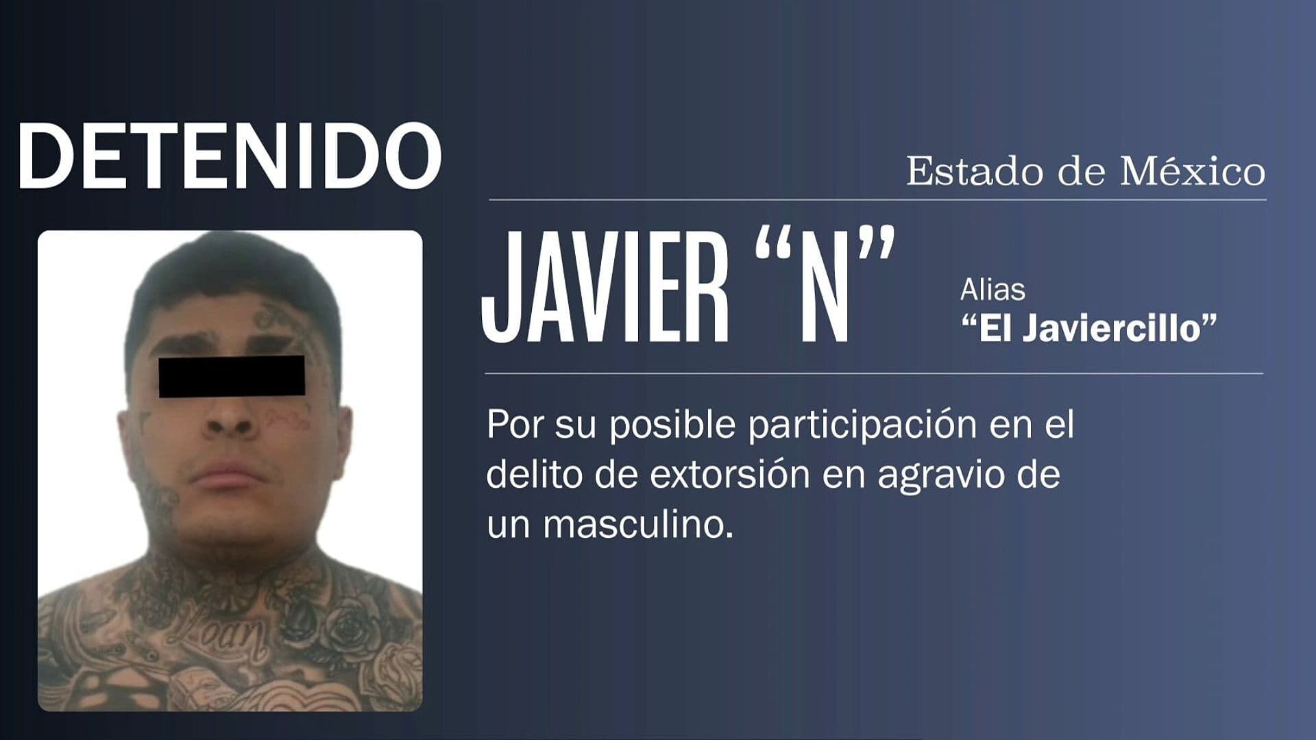Detienen a 'El Javiercillo', Presunto Integrante de 'Unión 300', en Tlalnepantla