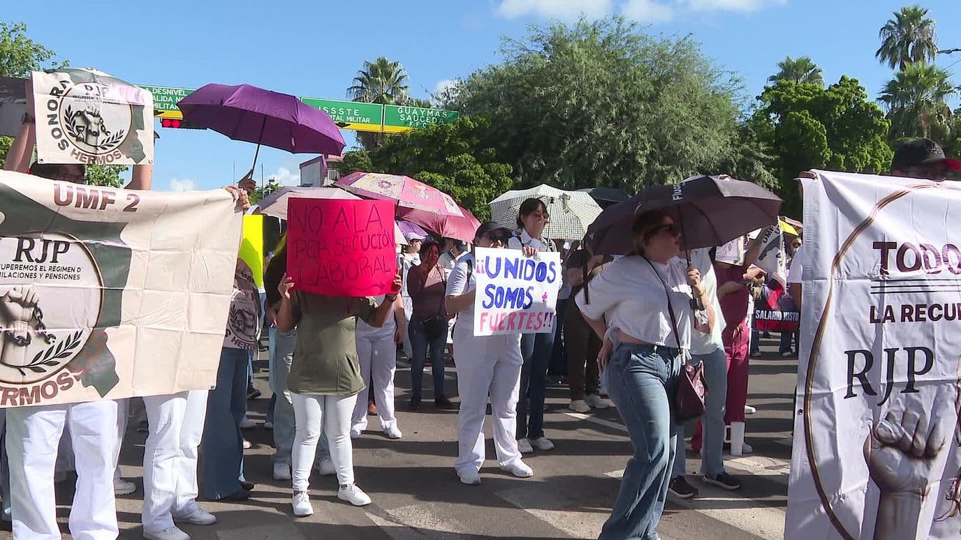 Trabajadores IMSS se Manifestaron en Hermosillo Para Exigir Mejoras Laborales
