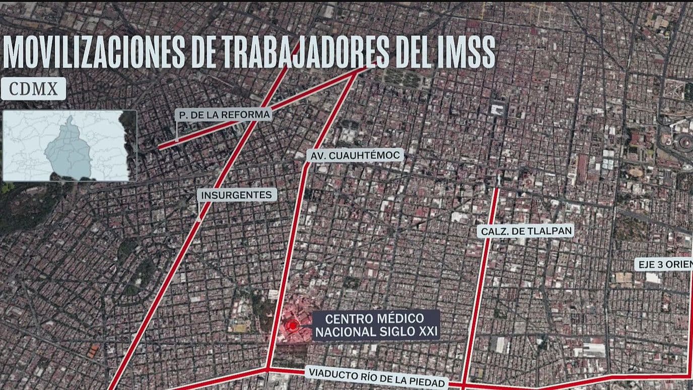 Mega Marcha de Trabajadores del IMSS en CDMX: Mapa de las Vialidades Afectadas y Rutas Alternas