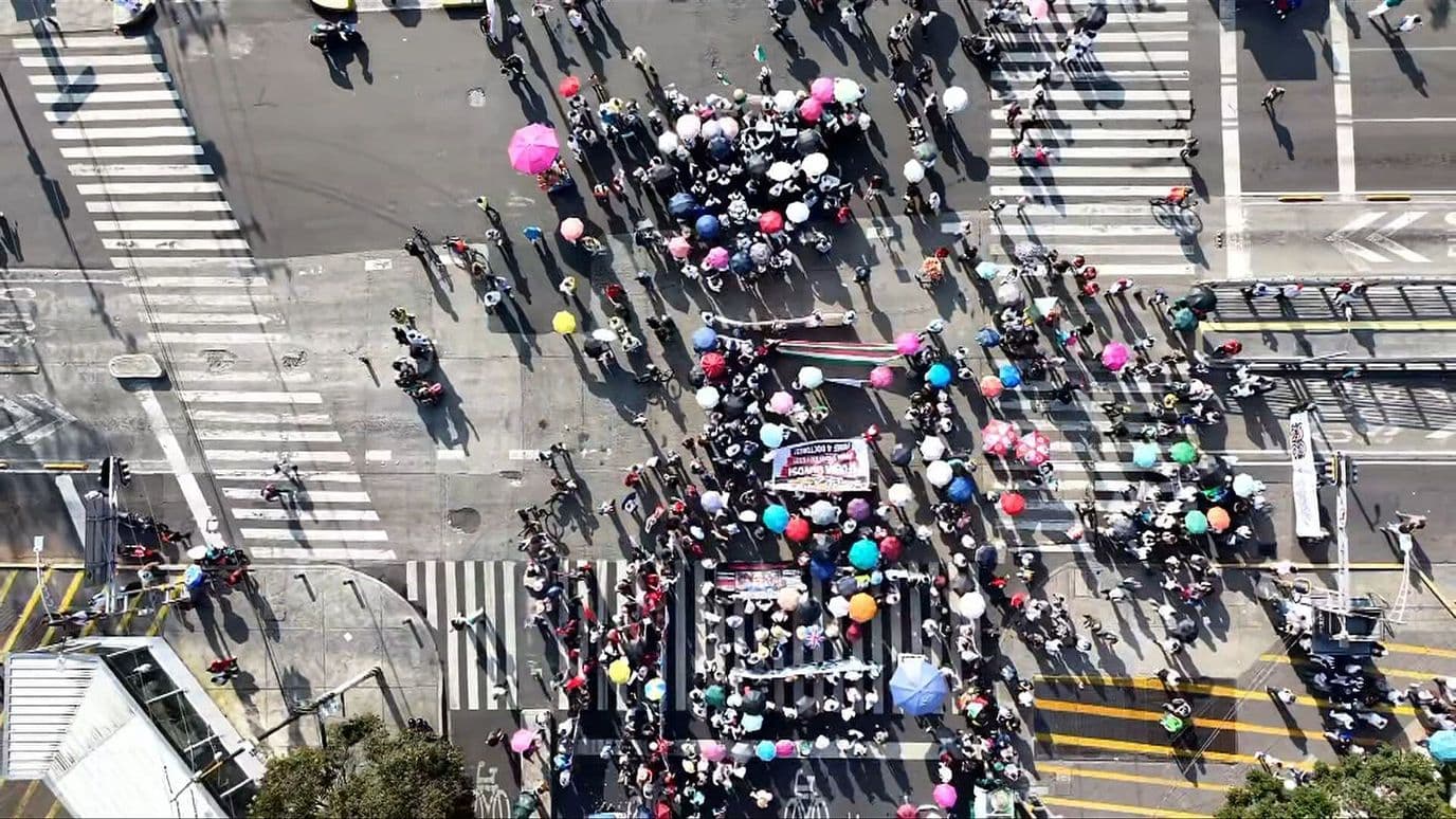 Así se Ve desde al Aire Megamarcha del IMSS en la Ciudad de México