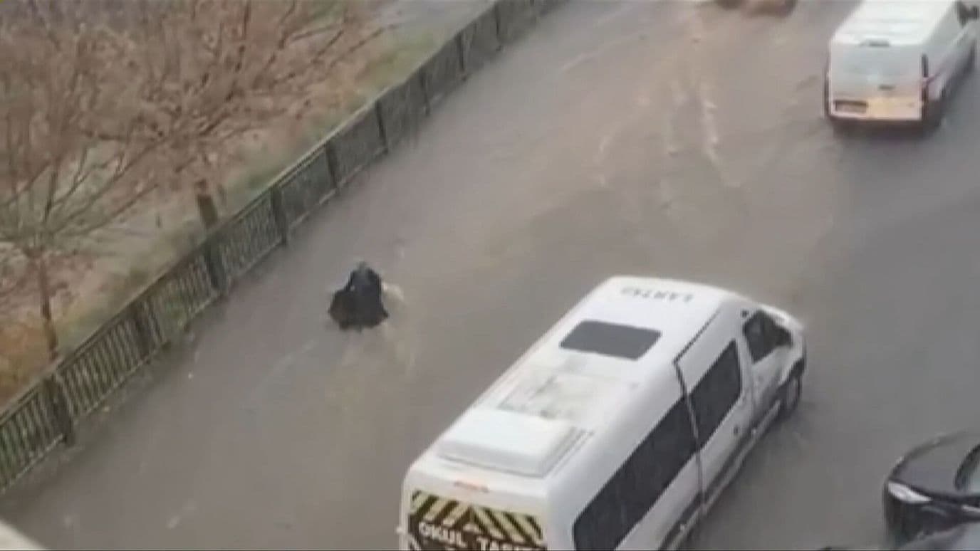 Video: Mujer Es Arrastrada por Corriente de Agua en Estambul y Dos Hombres la Rescatan