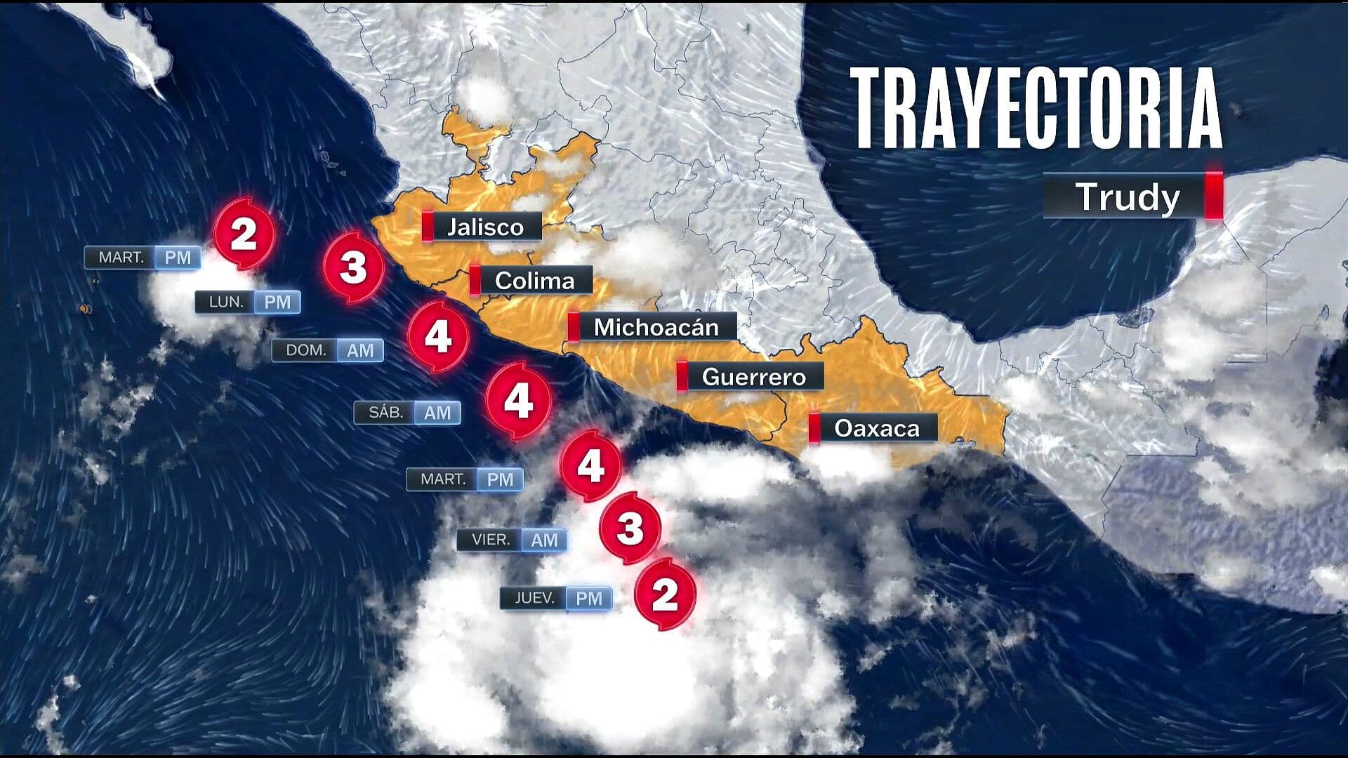 Trudy Gana Fuerza y se Convierte en Huracán Categoría 2; Esta es su Trayectoria