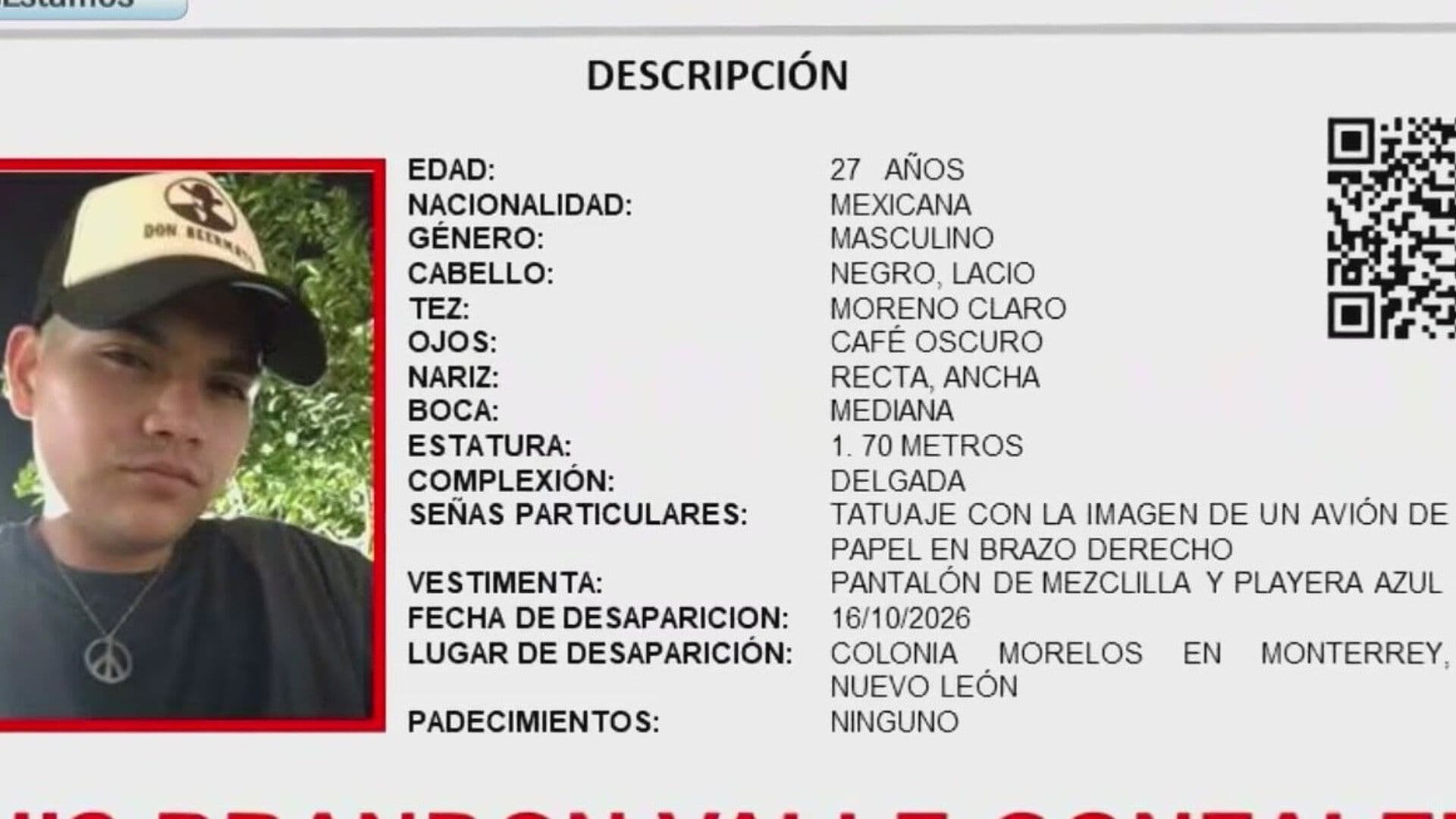 Pide Familia Ayuda para Encontrar a Luis Brandon Desaparecido en Canalón En Monterrey