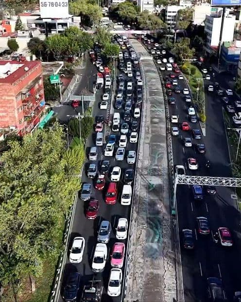 Carambola en Viaducto Deja una Persona Lesionada; Así se Ve el Caos Vial desde el Aire
