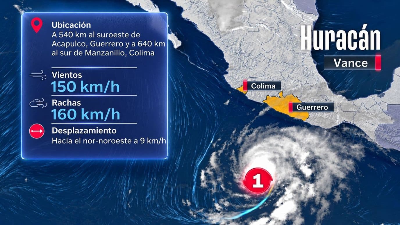 Vance se Degrada a Huracán Categoría 1 y Provocará Fuertes Lluvias en 4 Estados