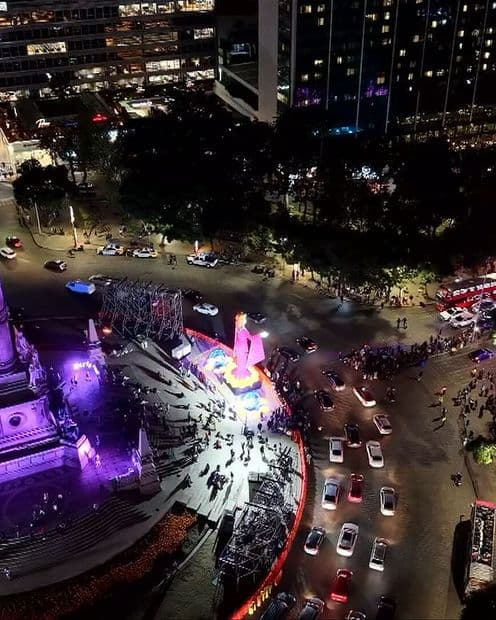Encienden Iluminación de Día de Muertos en Paseo de la Reforma con Mega Catrina