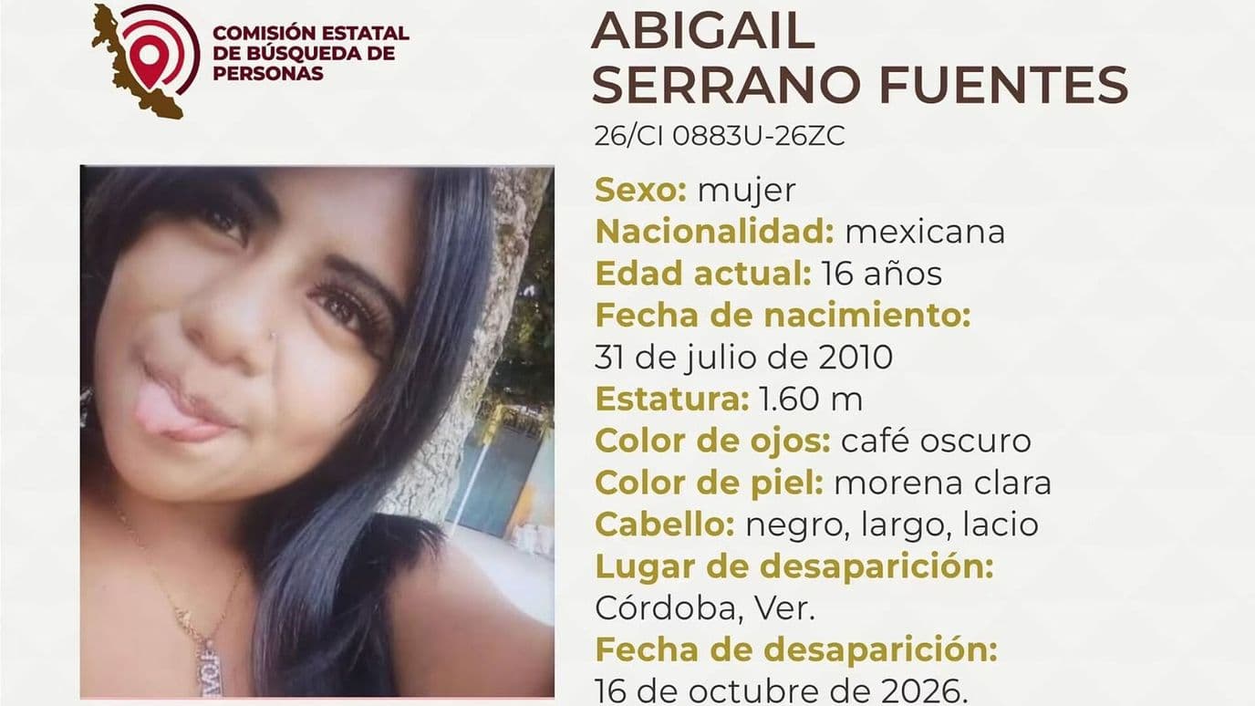 Buscan a Abigail Serrano, Menor Reportada Desaparecida en Córdoba