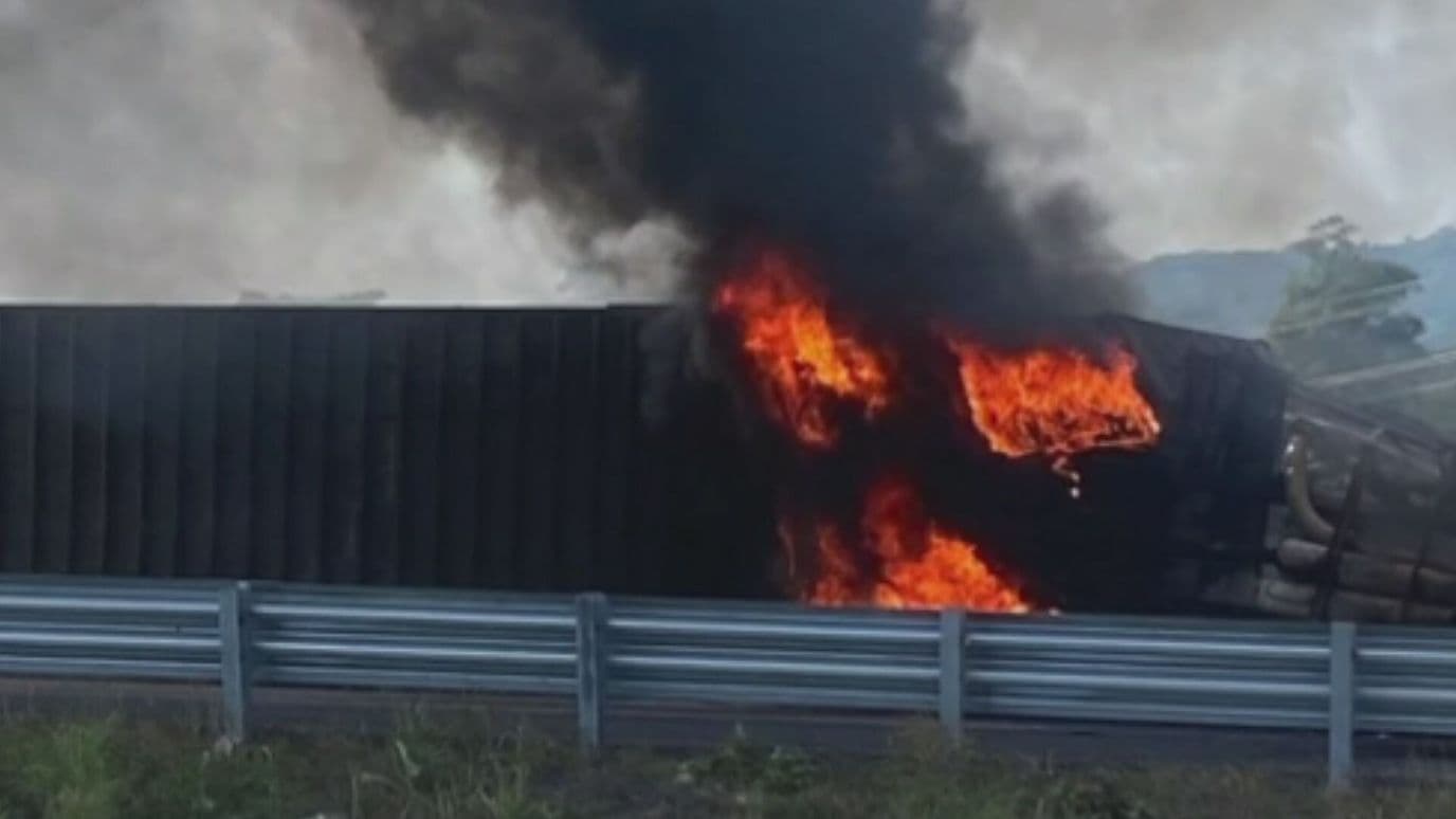 Roban Ganado tras Choque e Incendio de Camión en Papantla, Veracruz