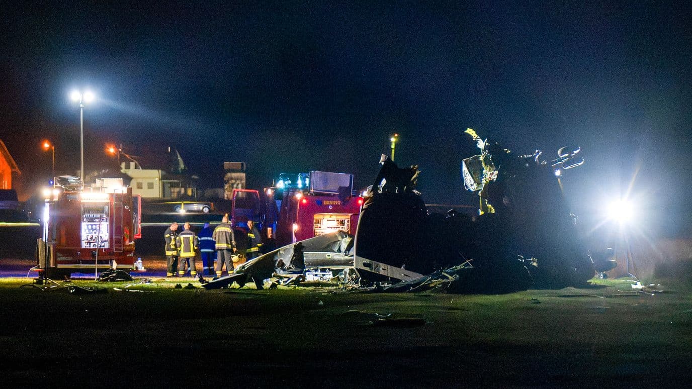 El lugar donde se estrelló el helicóptero en Brcko, Bosnia, el 29 de octubre del 2026. Foto: AP