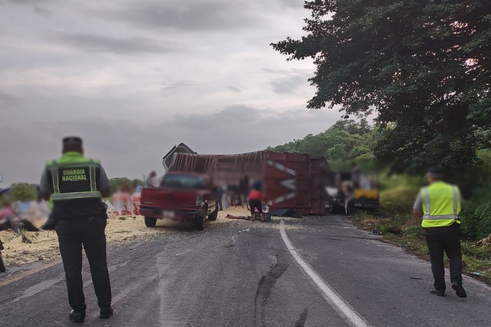 Accidente en Veracruz. Foto: Guardia Nacional