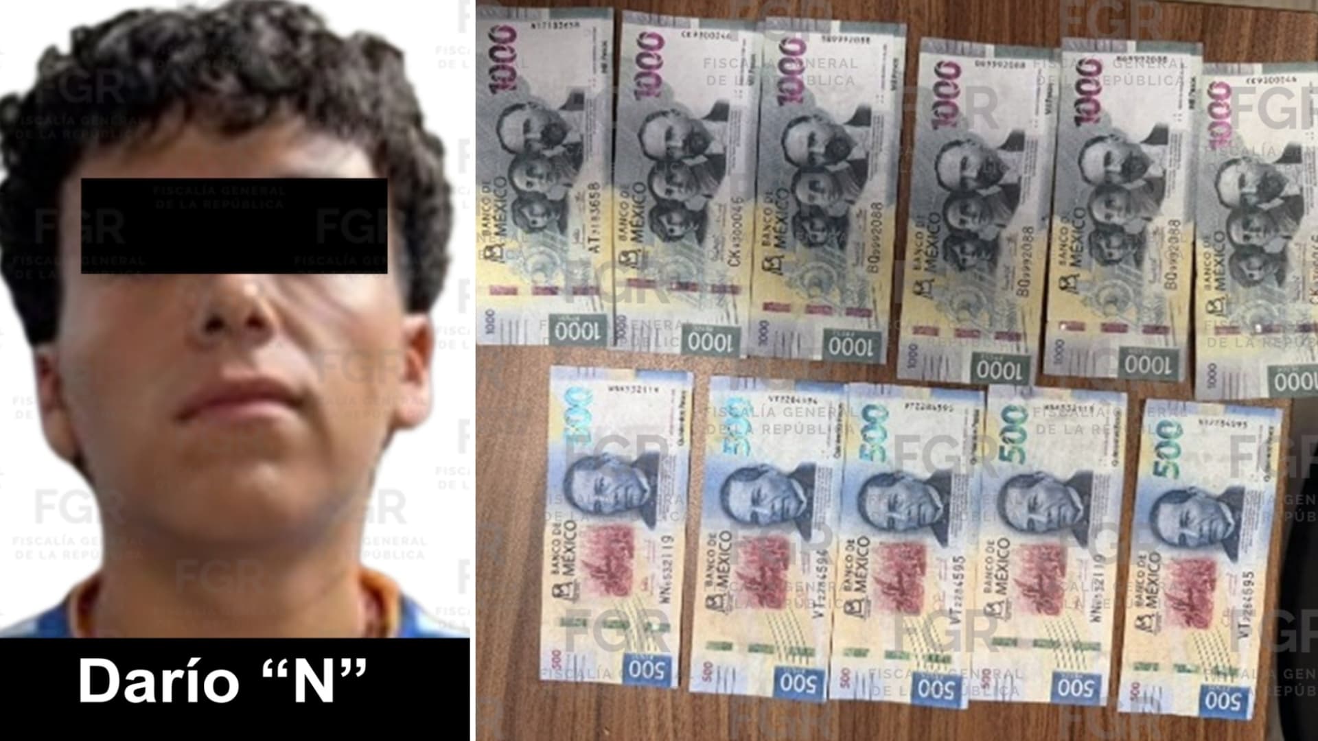 Billetes de 500 y mil pesos falsos asegurados durante el operativo de la Policía Municipal