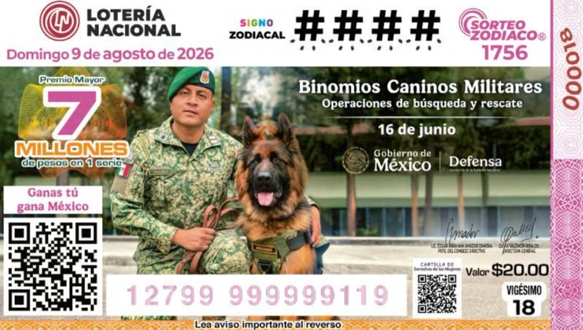 Sorteo Zodiaco 1756. Lotería Nacional 9 de agosto 2026.
