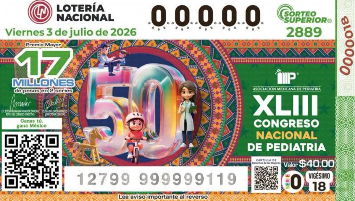 Boleto Lotería Nacional 3 de Julio 2026.