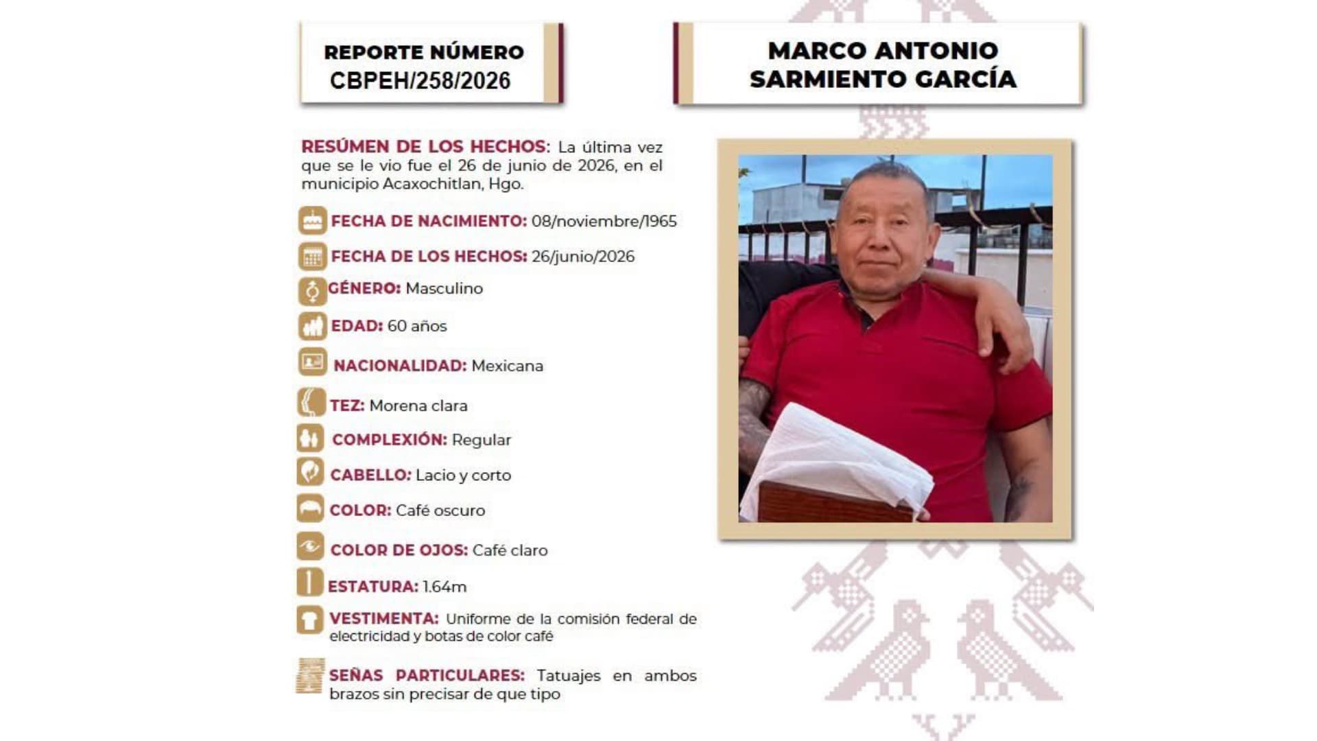 Buscan a Marco Antonio Sarmiento. Foto: CFE