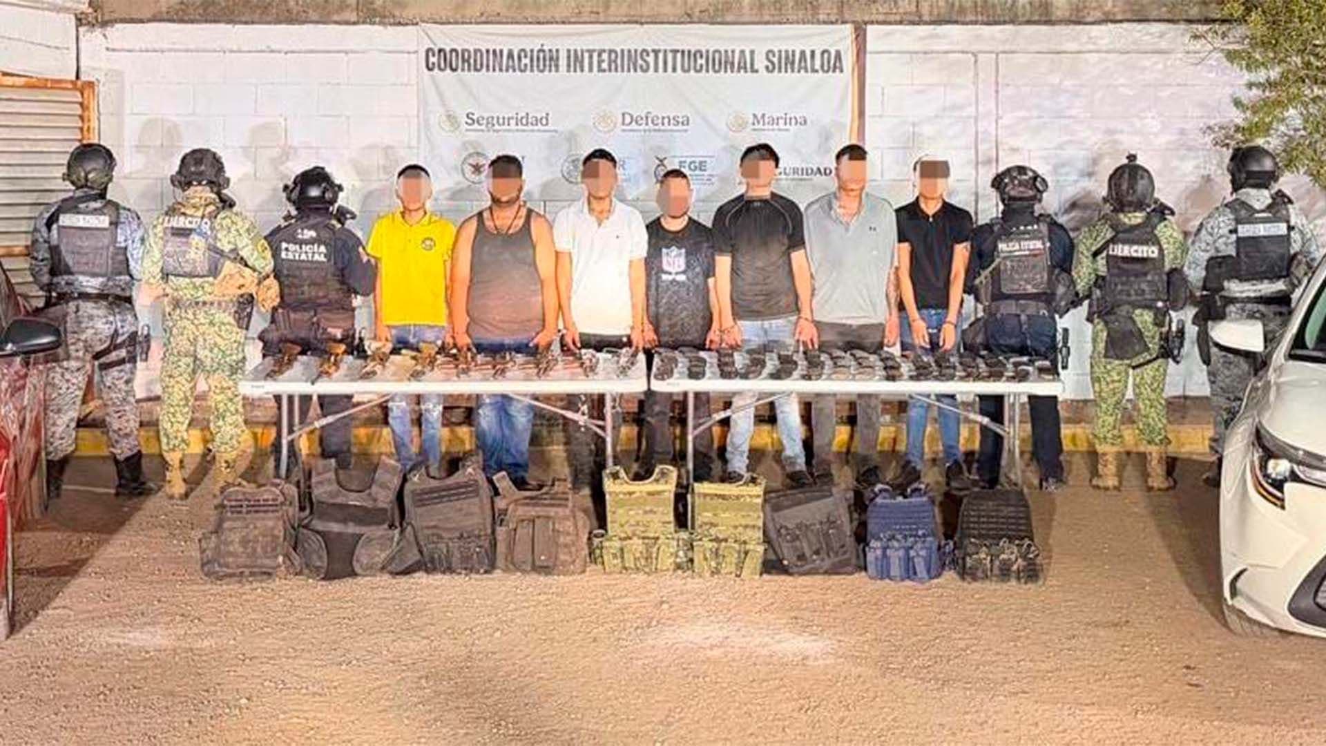 Durante el operativo en Valle Alto, fueron detenidas nueve personas armadas en Culiacán