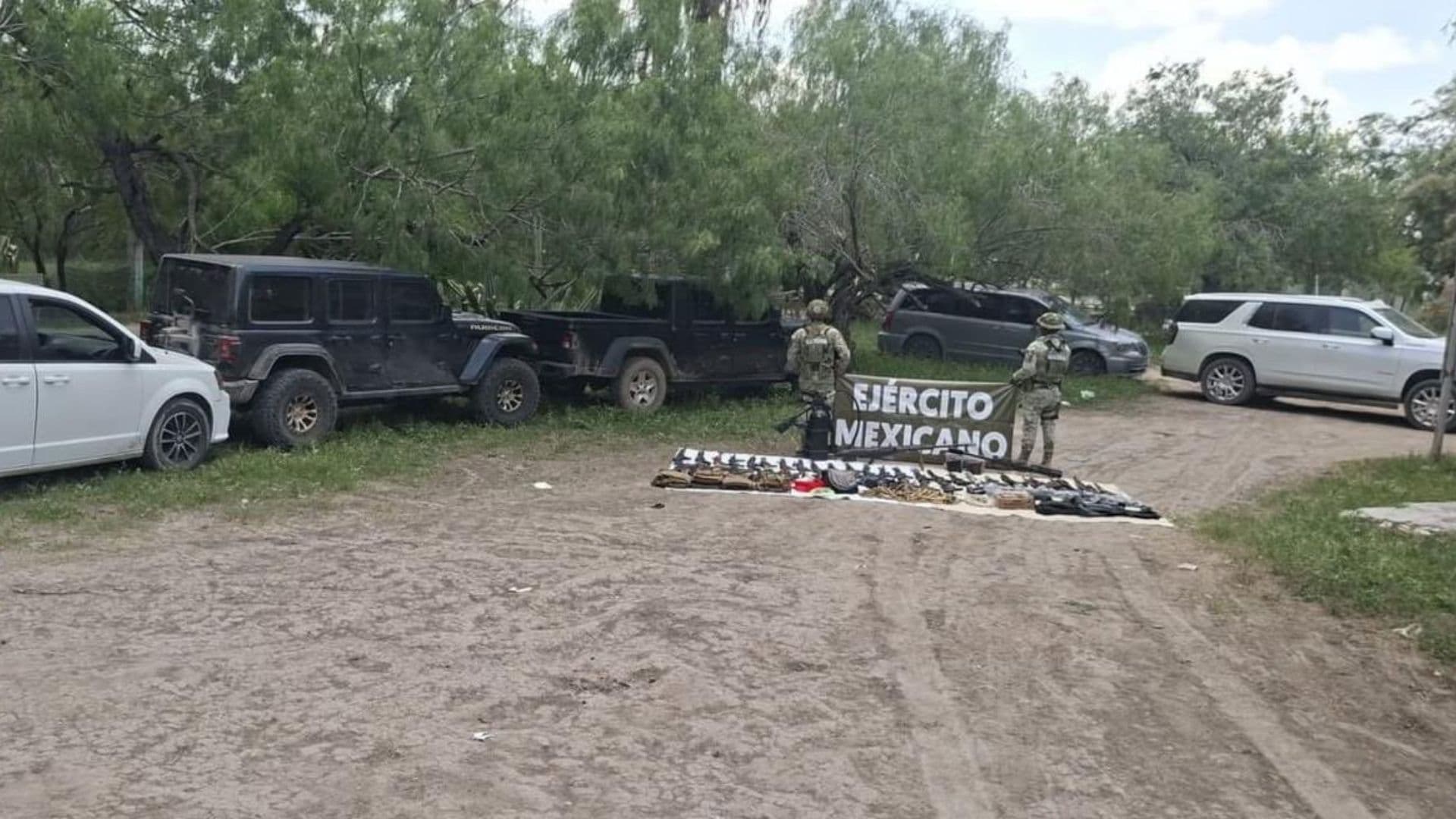 Ejército Asegura Armamento, Vehículos Blindados y un Fusil Barrett en Ejido de Matamoros