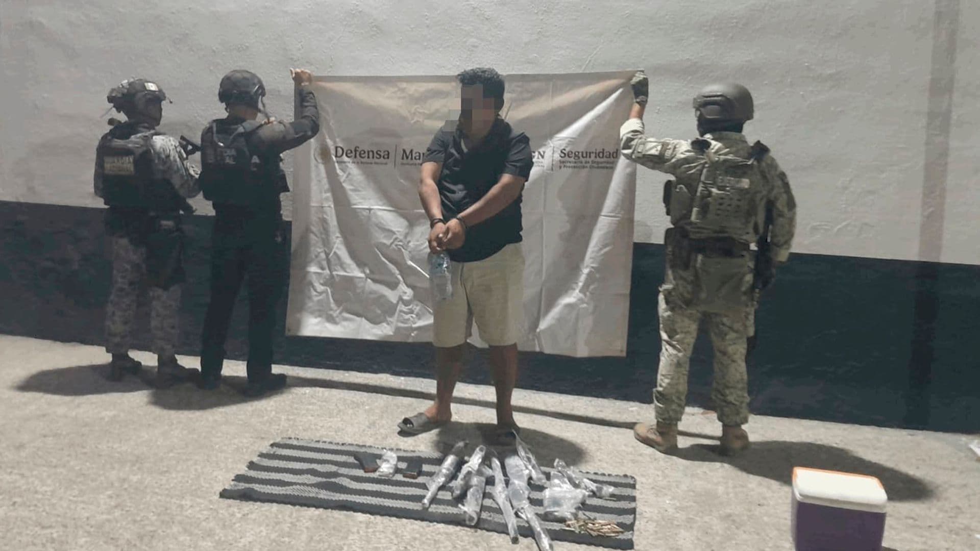 Detienen a un hombre con tres armas largas durante operativo en El Mante, Tamaulipas