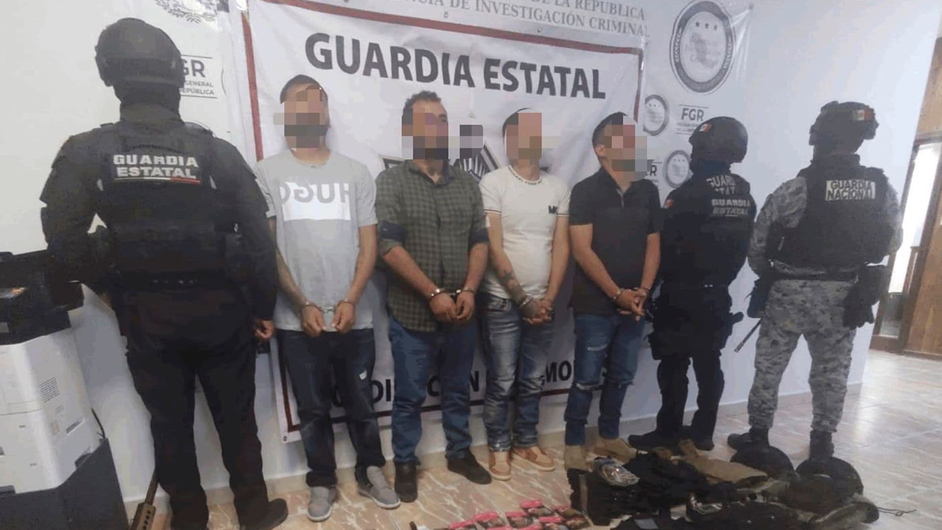 Autoridades Detienen a Cuatro Sujetos en Matamoros; Aseguran Fusil Barret y Granada