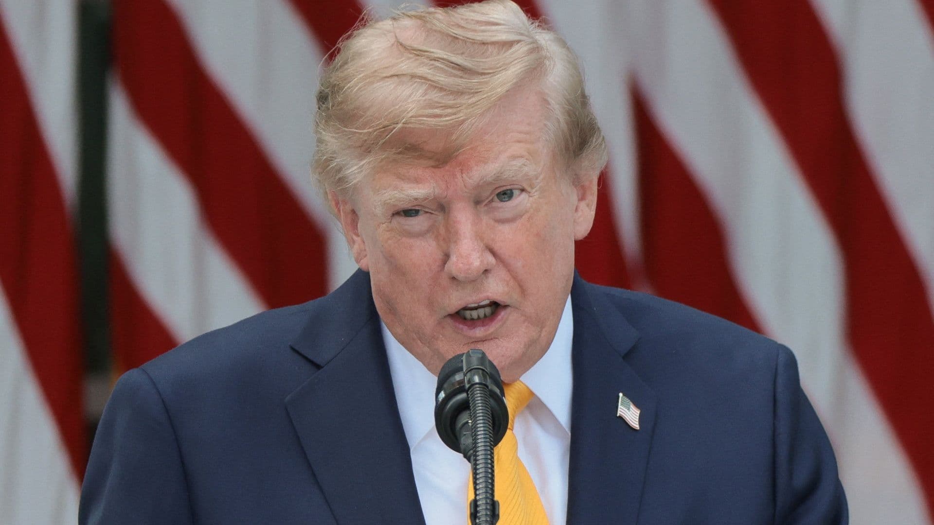 Donald Trump, presidente de EUA, durante mensaje en la Casa Blanca