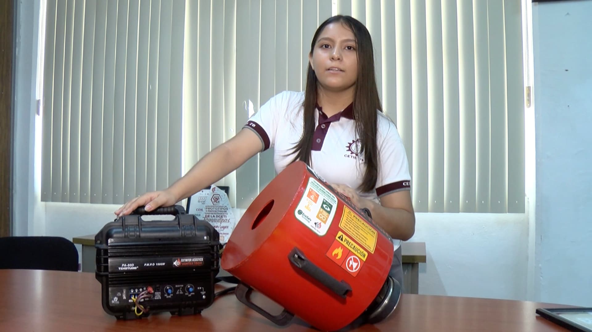 Angela Karime, Estudiante de CETIS 78 en Tamaulipas Crea 'Vortex Tech' un Extintor Acústico
