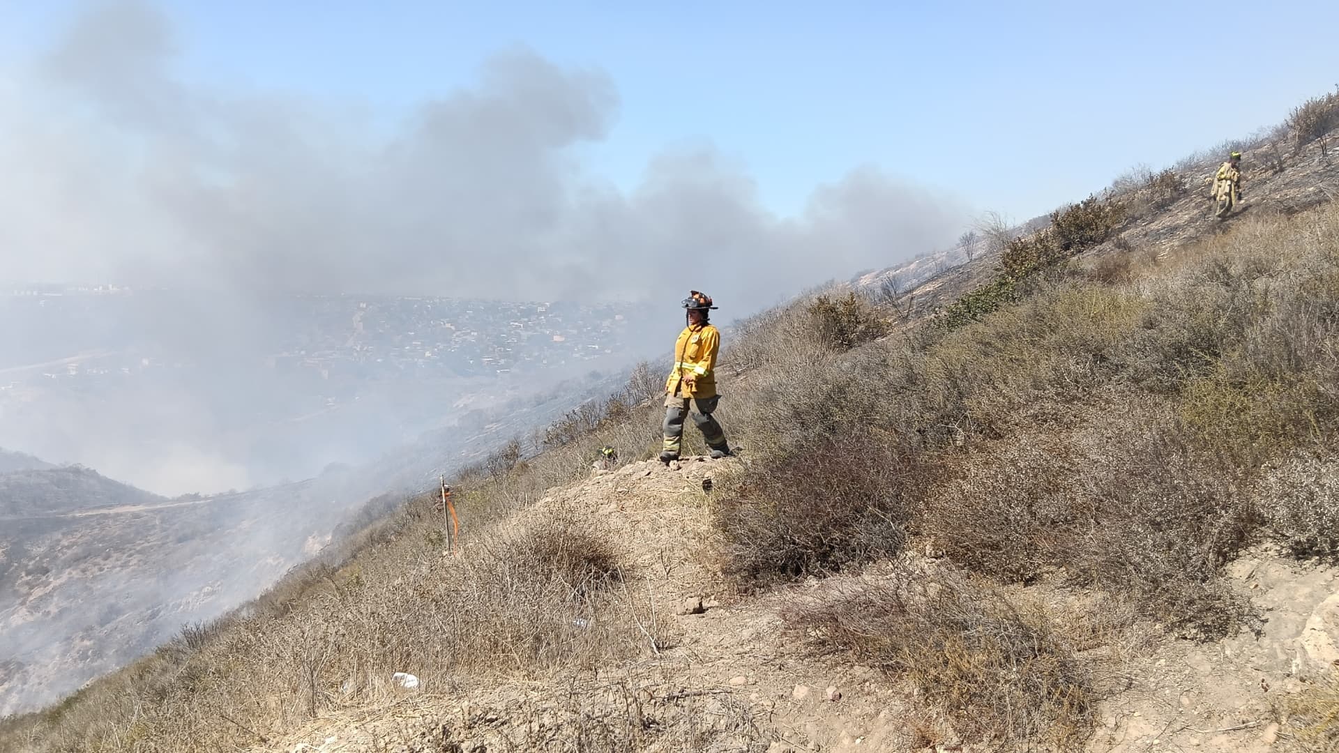 Fuerte Incendio Consume Pastizal en Colonia Francisco Zarco en Tijuana, BC