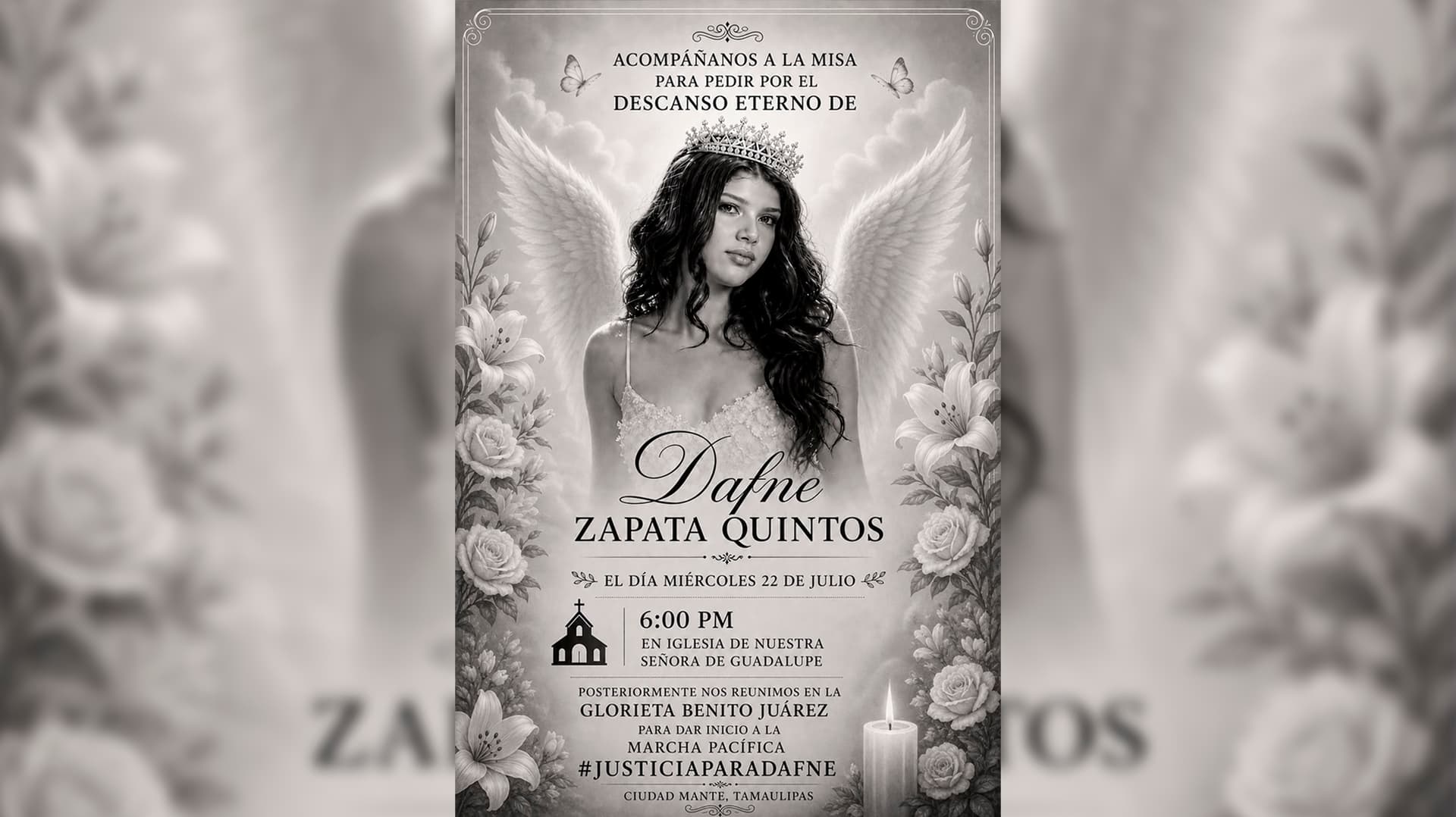 Convocan a Misa y Marcha por Dafne Zapata en El Mante