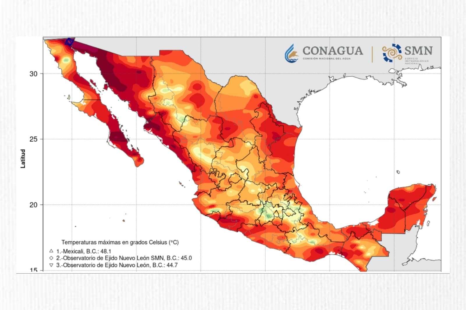 Mapa de Calor en México. Foto: Conagua