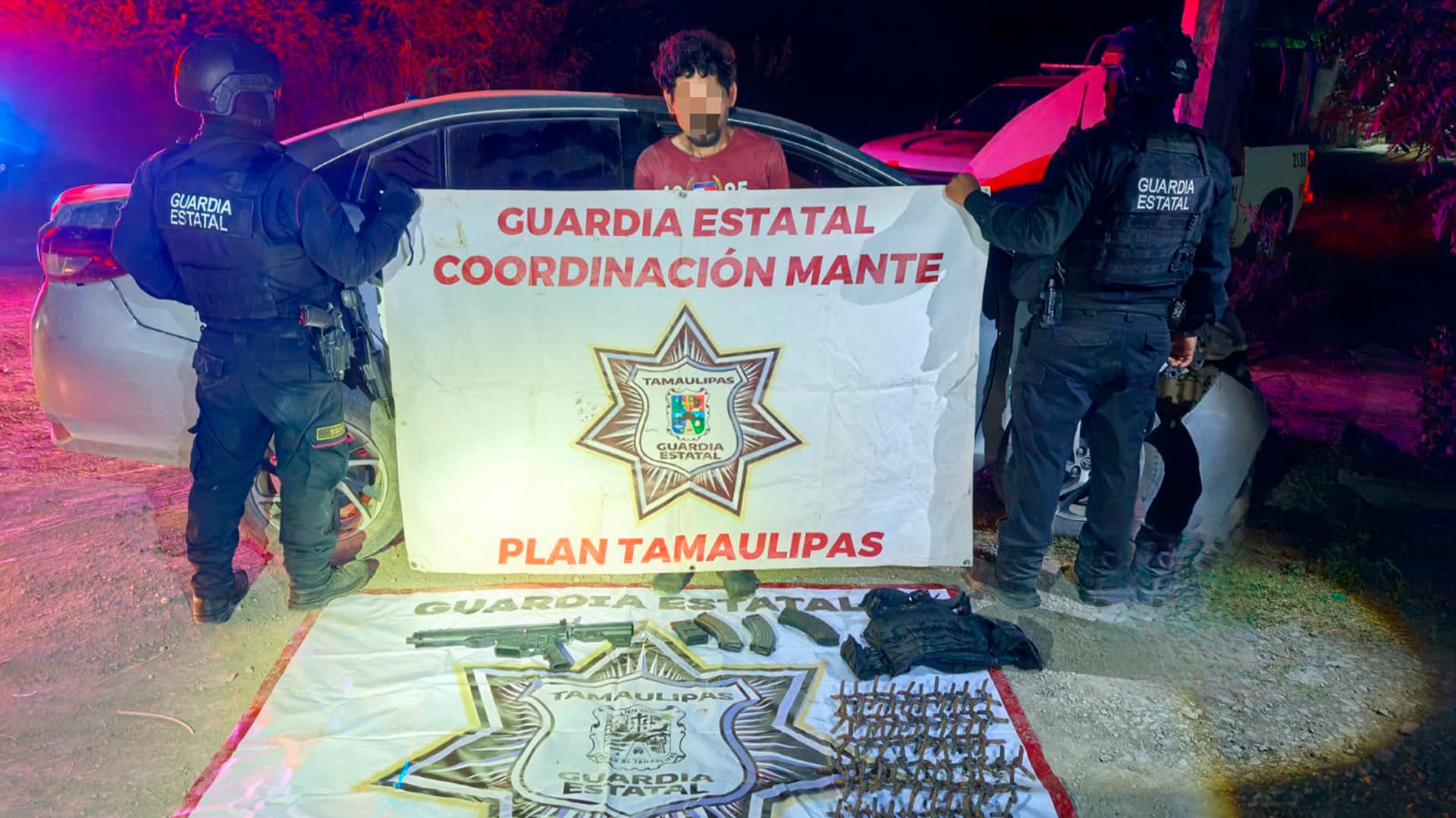 Guardia Estatal Detiene a un Sujeto con Ponchallantas