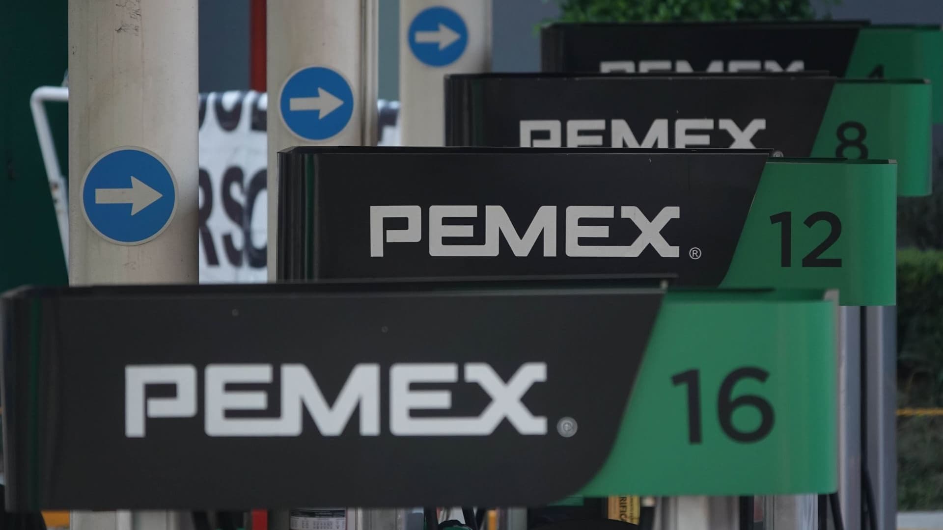Bombas de Pemex en una gasolinera.