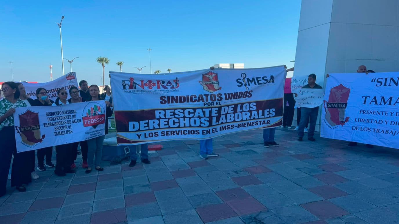 Trabajadores del IMSS-Bienestar en Ciudad Victoria se Manifiestan Bajo Protesta