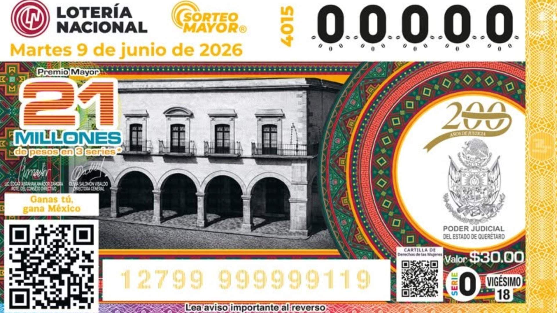 Billete Sorteo Mayor 4015. Resultados y Ganadores Lotería Nacional 9 Junio 2026