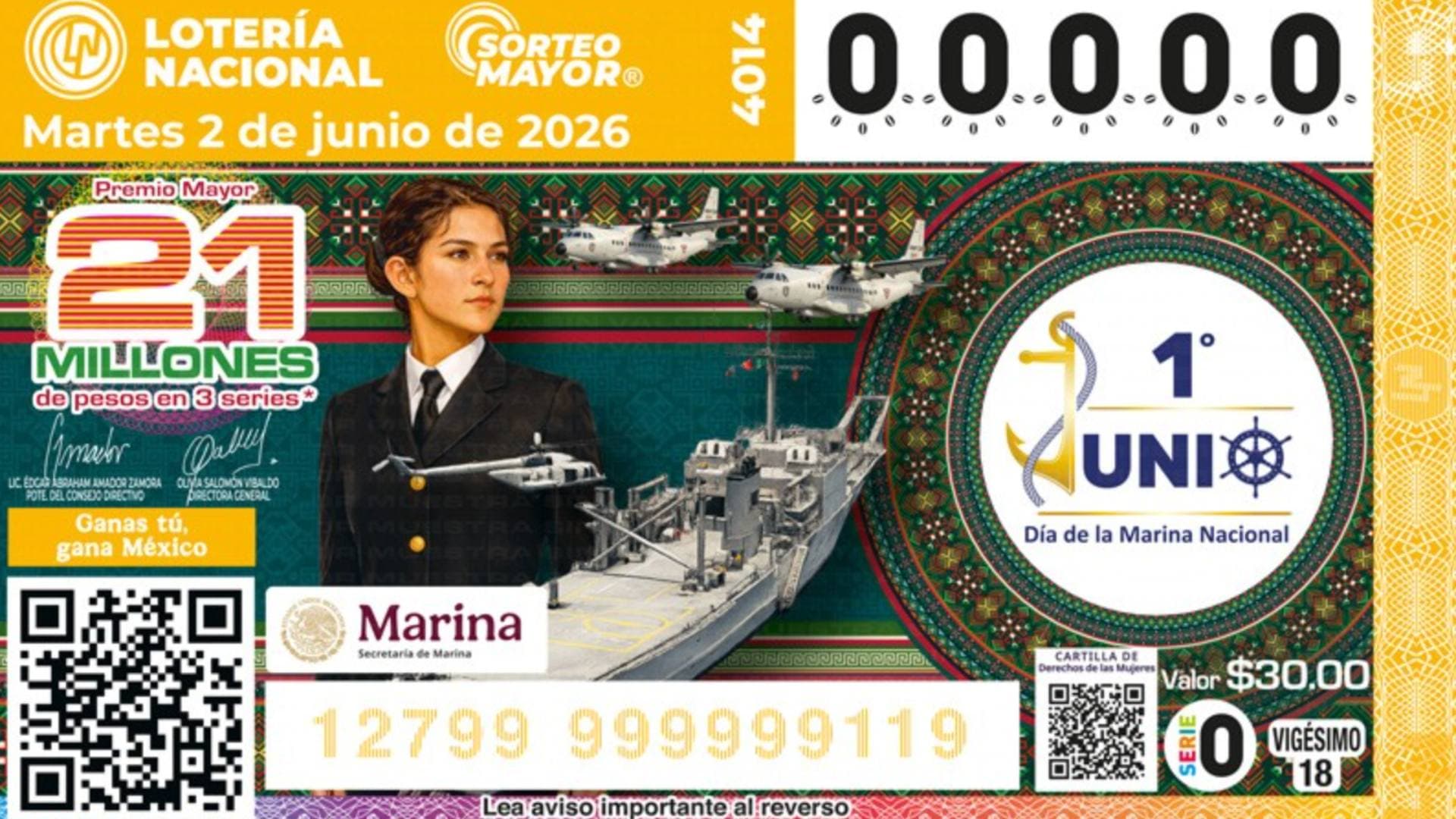 Boleto Sorteo Mayor 4014. Conoce los Resultados de la Lotería Nacional del Martes 2 de Junio 2026.